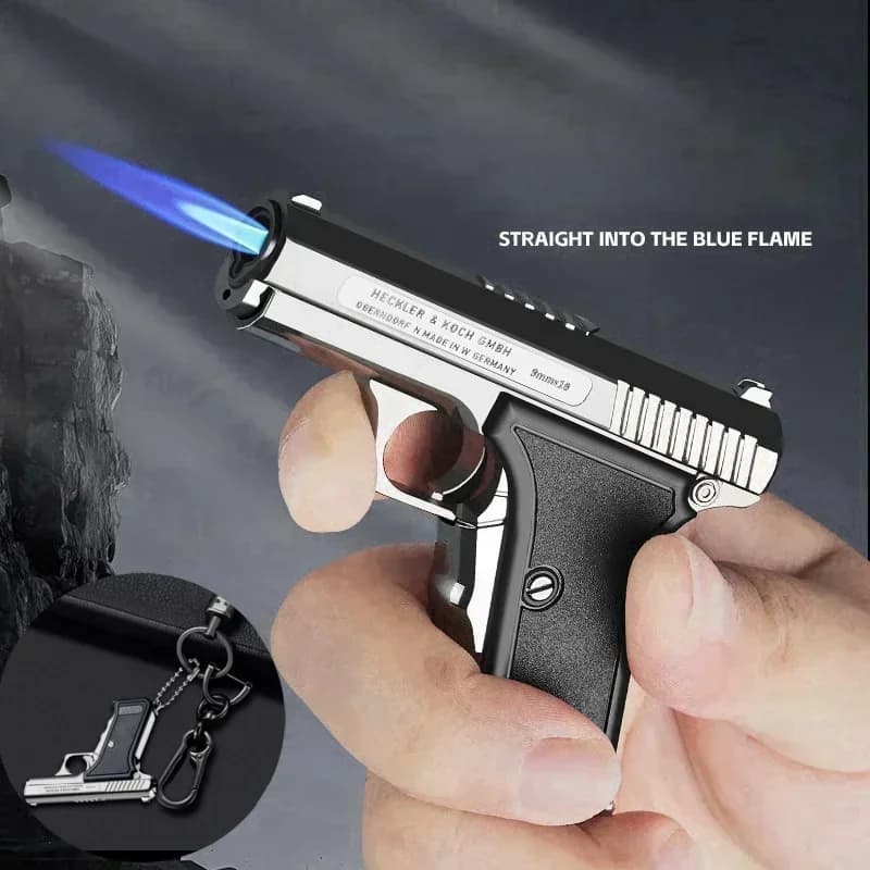 Accendino a sospensione portatile antivento in metallo Spray esterno Torcia a fiamma blu Accendino gonfiabile Accessori per sigarette Regalo da uomo Nuovo