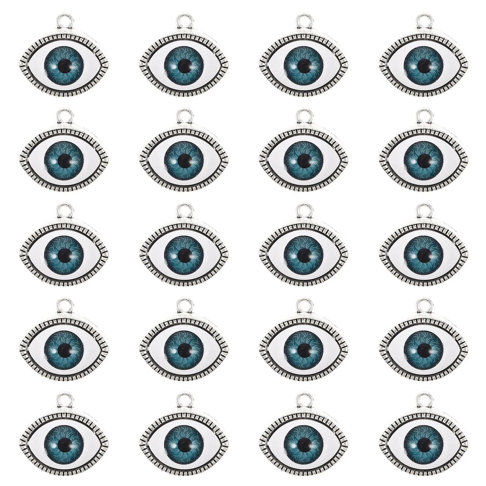 20 Pezzi Ciondoli Charm Occhio di Allah in Lega per Creazione Gioielli Fai da Te, per Collane, Orecchini, Bracciali, Catene per Maglioni e Decorazioni Artigianali
