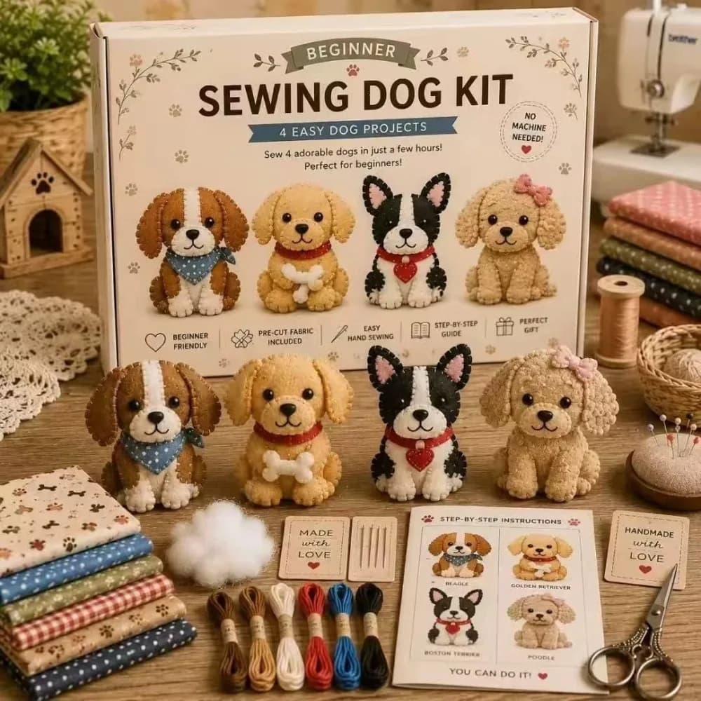 Pre-cut Fabric DIY Sewing Kit Cartoon Animals Easily Sewing Handmade Keychain Art With Guide Handcrafted Animal Keychain Kit