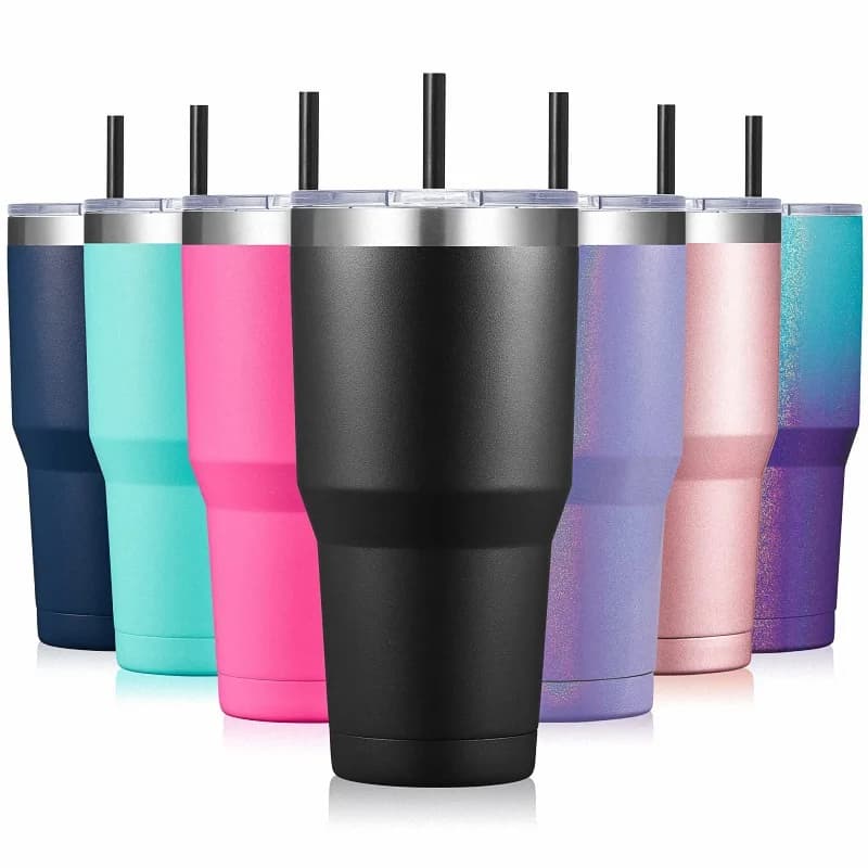Thermos per auto da 30 OZ/900 ML con cannuccia, manico, boccette sottovuoto, bicchieri doppi in acciaio inossidabile 304, bottiglia d'acqua portatile, tazza da birra