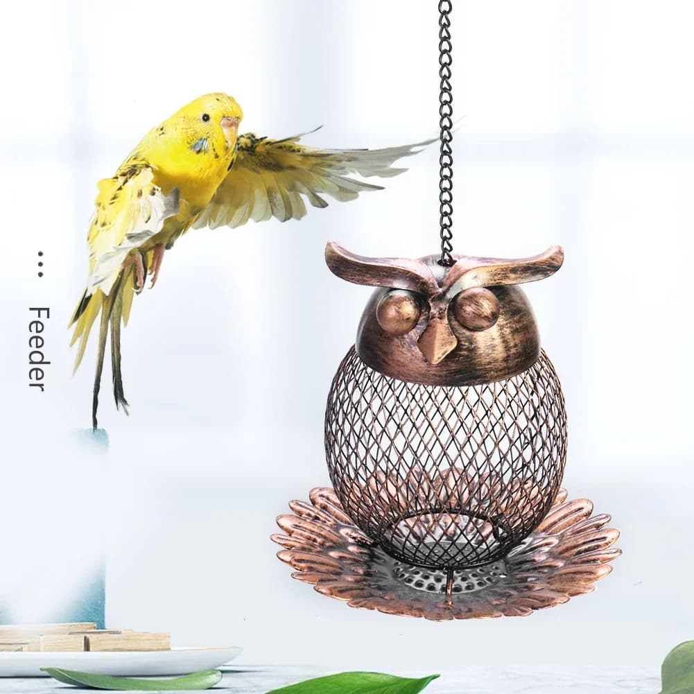 Iron Owl Hummingbird Bird Feeder for Outdoor Garden Hanging Decoration Container Food Container for Pet Bird Accessories