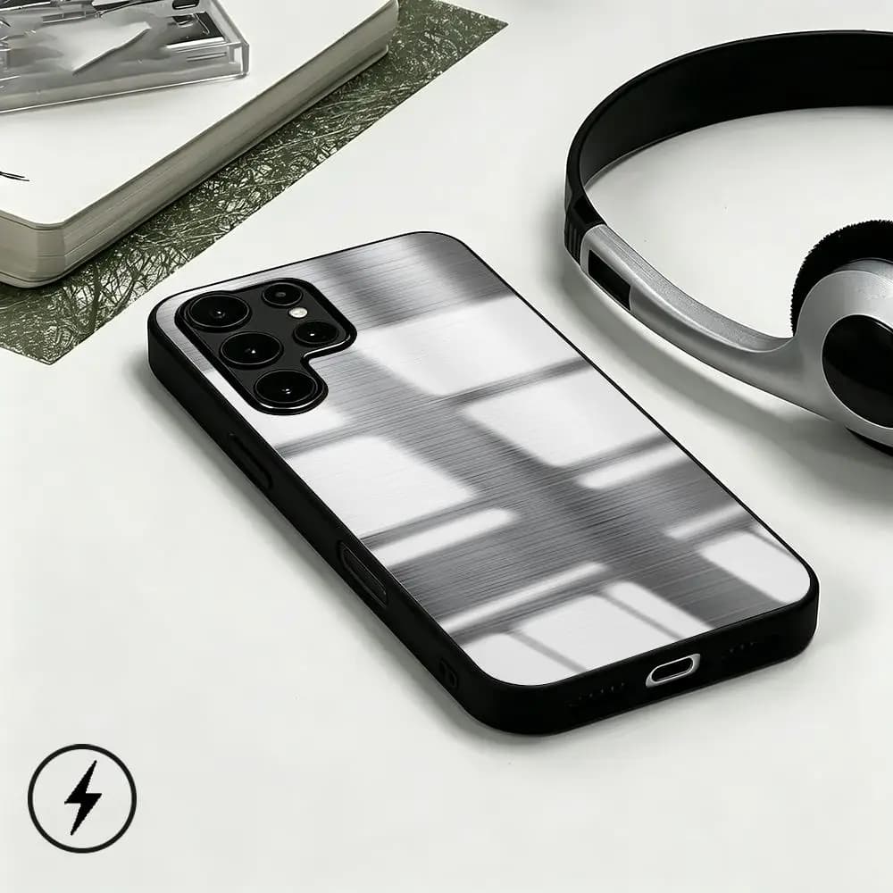 Realistic Metal Style Design Phone Case For Samsung S26 S25 S24 S23 S22 S21 S20 Plus Ultra Note20 Glass Magnetic Case