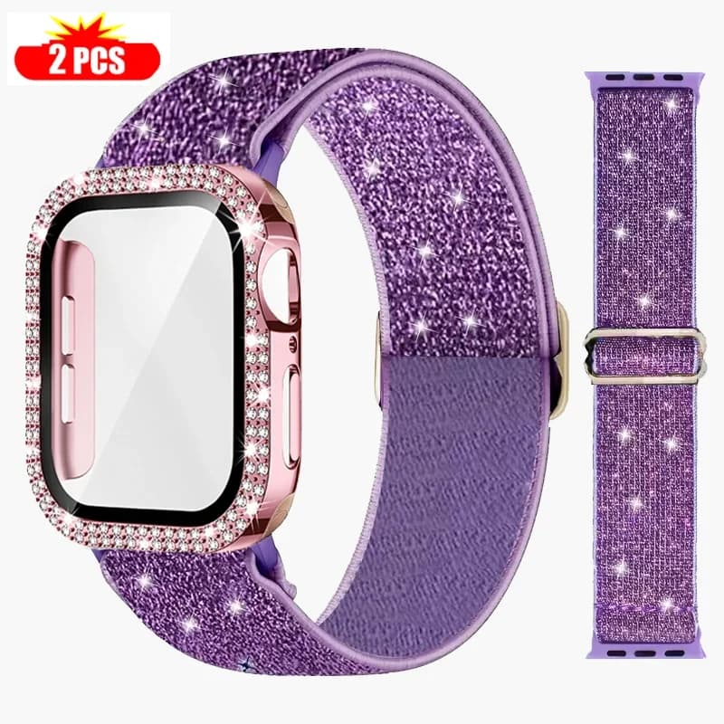 Fascia + Custodia per Apple Watch 45mm 41mm 40mm 44mm Protezione schermo per donna Bracciale per IWatch 9 8 7 6 SE 5 4 3 Accessori per orologi