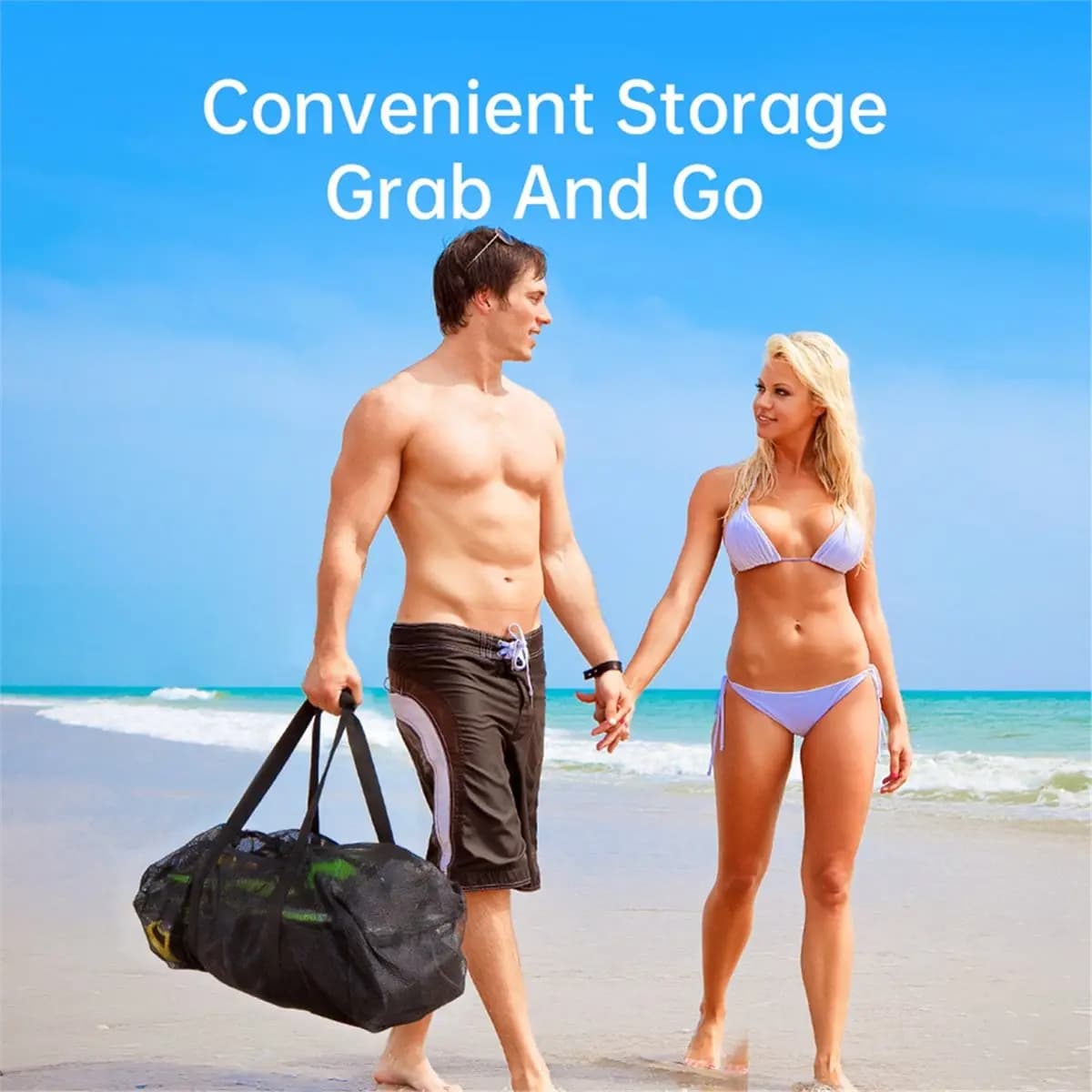 (WSFS) Borsa a rete per immersioni subacquee, palestra, sport, spiaggia, nuoto, attrezzatura per immersioni, borsa a rete per lo stoccaggio di attrezzature per snorkeling, nuoto, surf