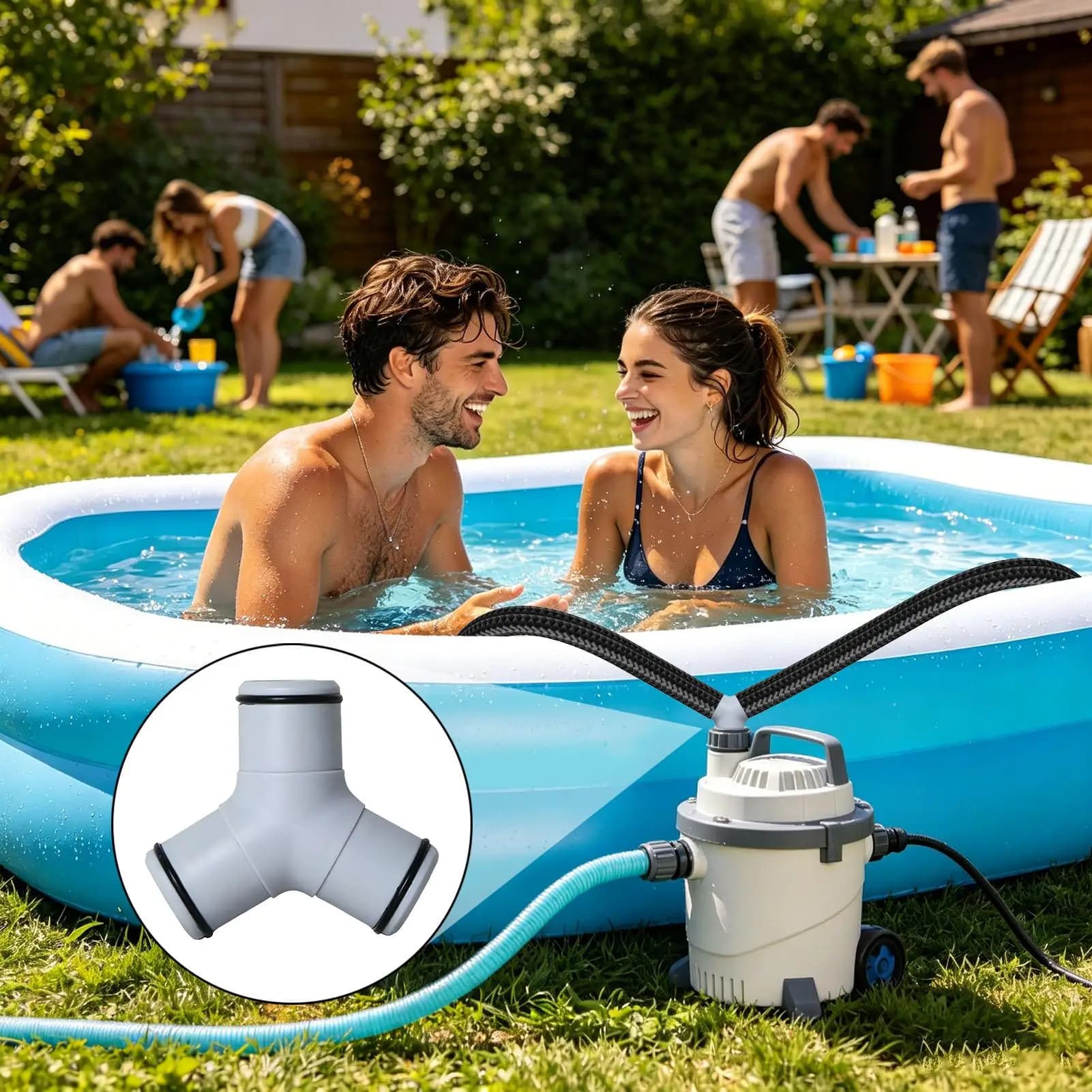 3-Way Heavy Duty Pool Hose Splitter Leakproof Universal Adapter for Pump, Corrosion-Resistant Y Connector for Pools Spas Garden
