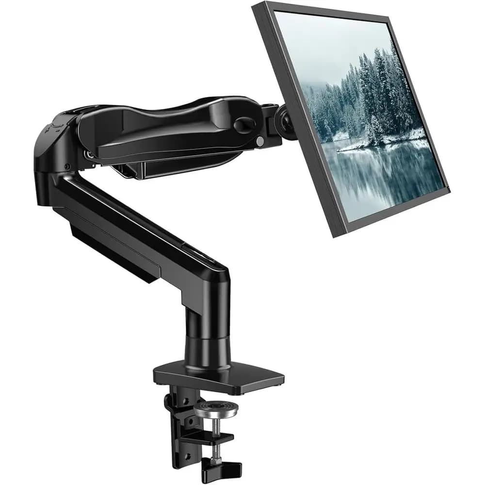 Single Monitor Mount, 13 to 32 Inch Arm, Adjustable Stand, Vesa Mount with Clamp and Grommet Base - 4.4 to 19.8lbs LCD Computer