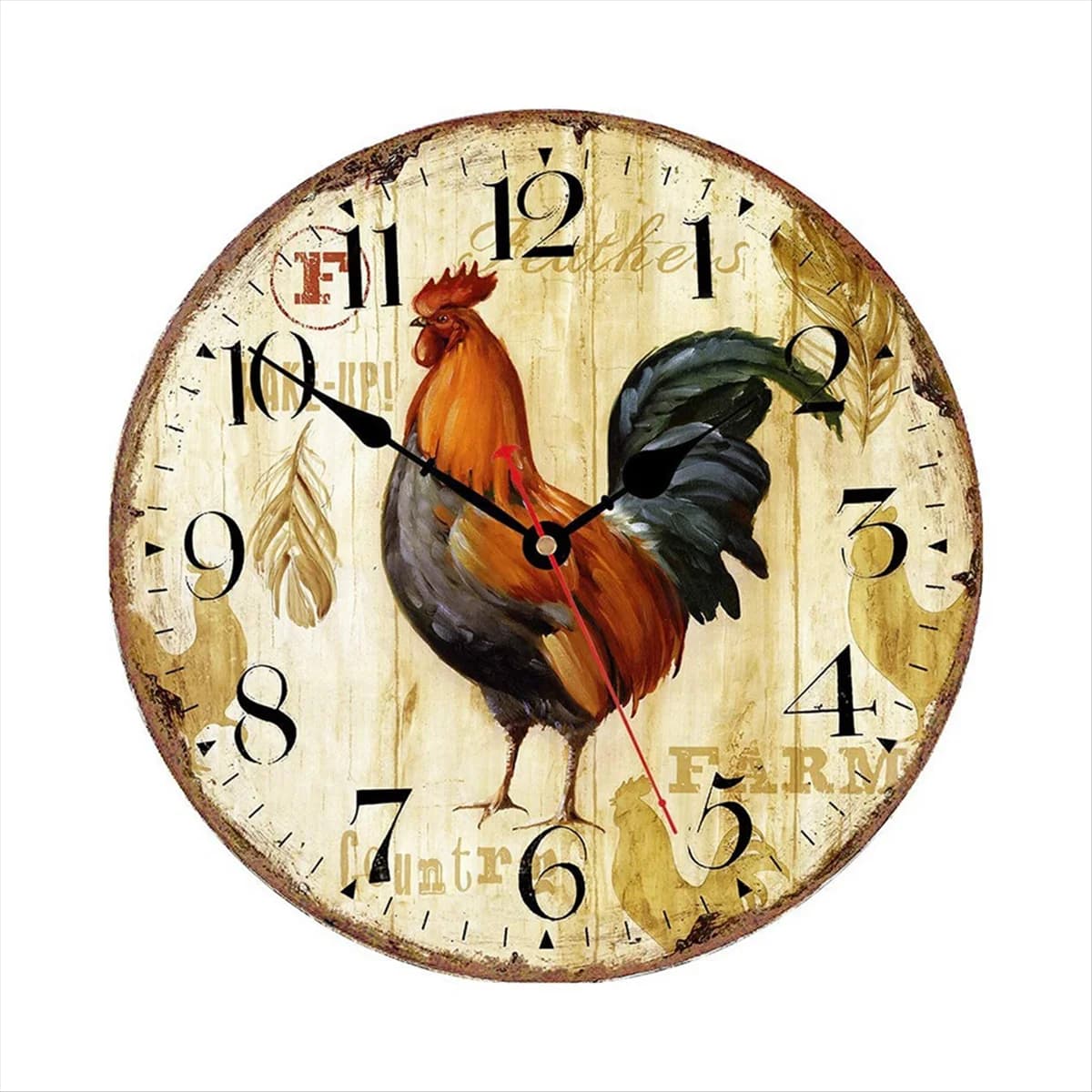 Orologio da parete da cucina 12 pollici gallo rustico silenzioso orologio da parete senza ticchettio orologio da parete rotondo a batteria al quarzo