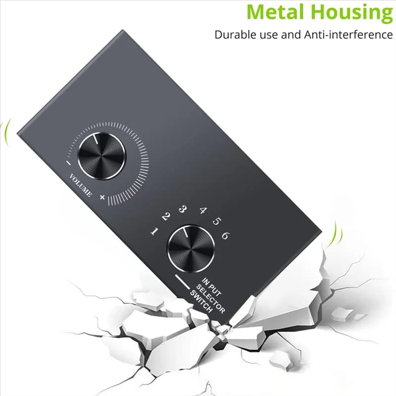 B03B-6 Porte Switch audio da 3,5 mm Switcher audio bidirezionale da 3,5 mm Supporto 1 ingresso 6 uscite o 6 in 1 uscita, per cuffie telefono PC