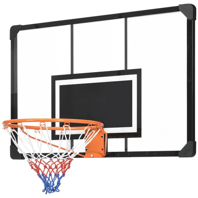 Canestro da basket, con viti di montaggio e chiave, per esterni, nero, trasparente, arancione