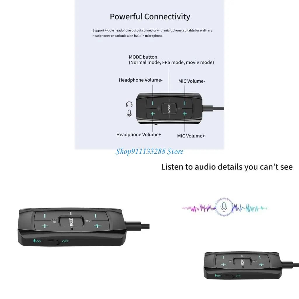G88D Virtual 7.1 USB surround sound adapter with silent control for gaming headphones, widely compatible PC