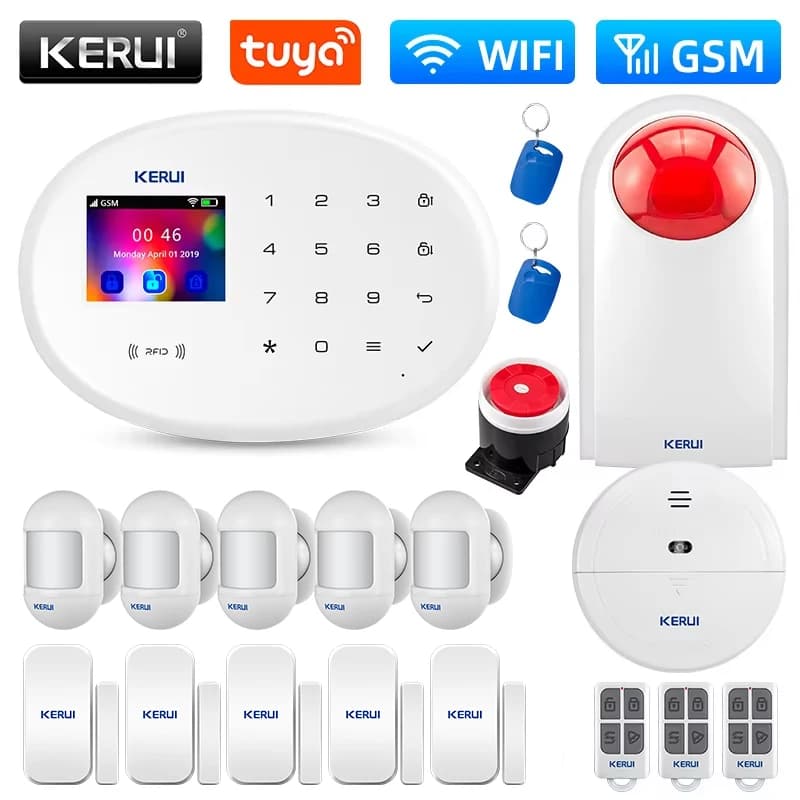 KERUI W202 Kit sistema di allarme WIFI GSM Protezione di sicurezza Tuya Smart APP Supporto Alexa con rilevatore di sensori di movimento Elettrodomestico