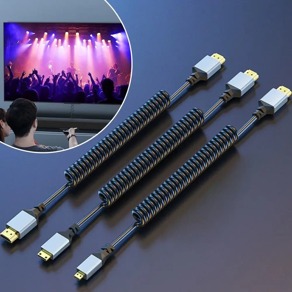 Cavo da HDMI a HDMI 4K/2K a 60 Hz Cavo telescopico a molla Plug and Play Cavo da HDMI a Mini HDMI 1080P 4K HD ad alta definizione