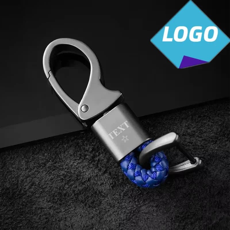 Leather key chain with microfiber rope with custom logo Keychain with car name with laser engraving Customize company number Key ring with weaving