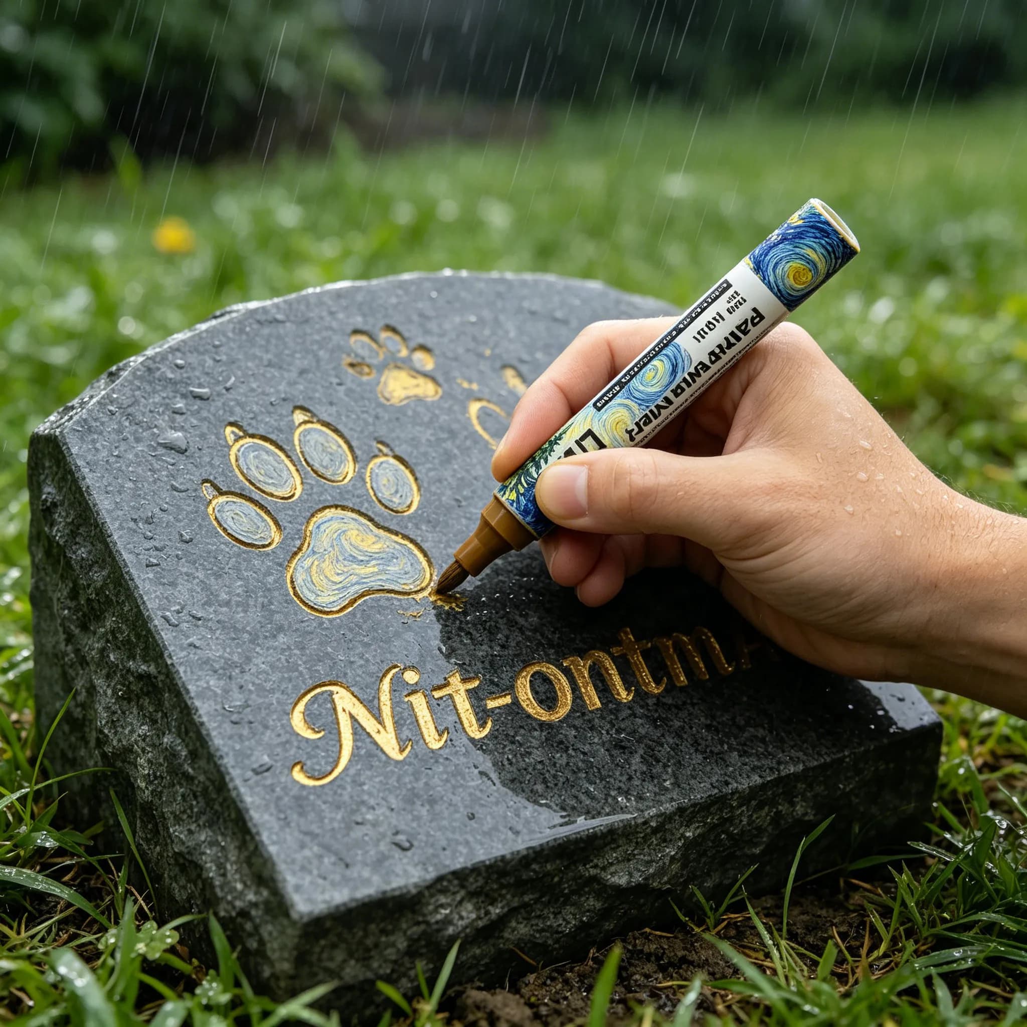 Permanent Waterproof Marker Pen for Grave Stone Repair Restore Faded Tombstone Epitaph Letterings & Carvings BHL1005