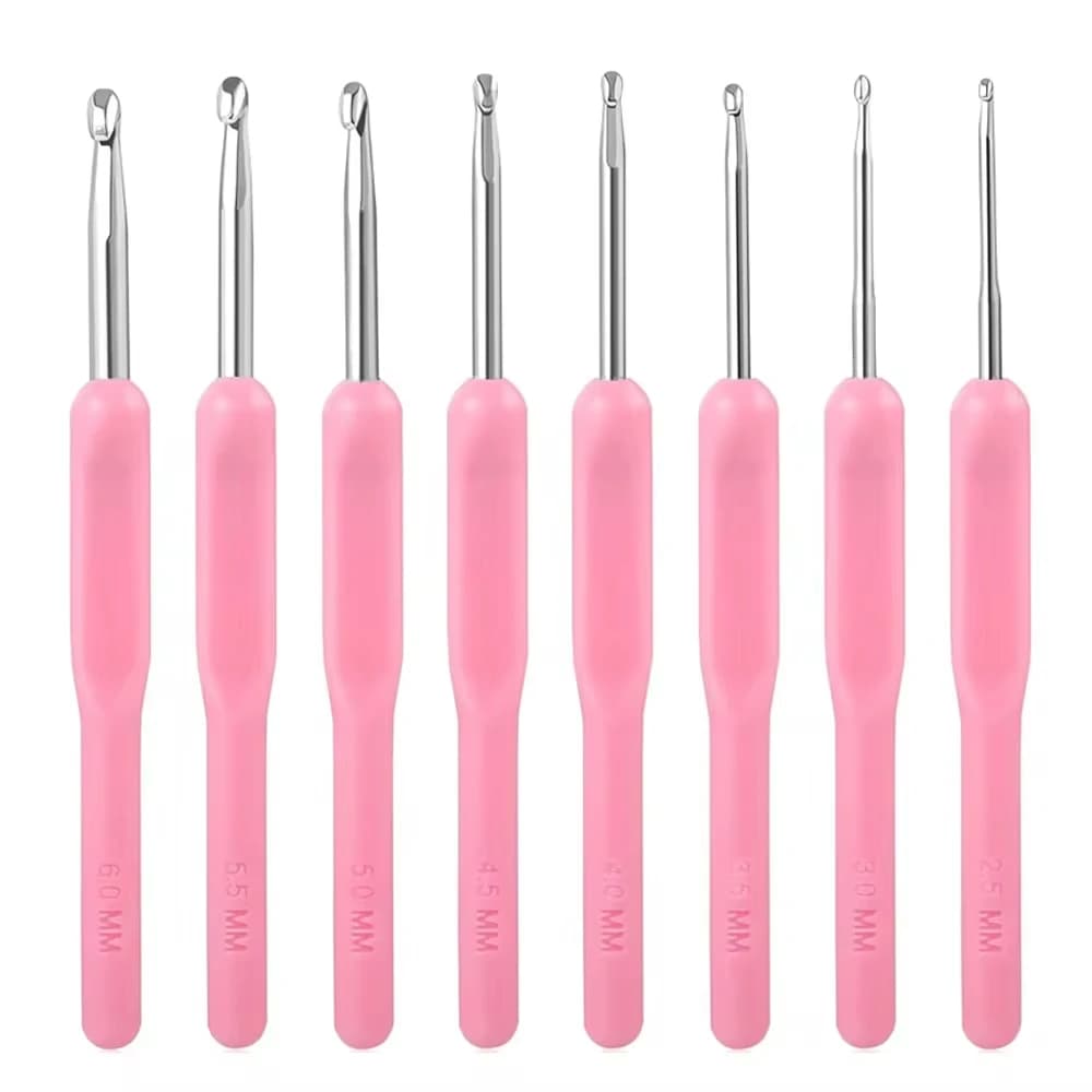8 pz/set uncinetti ferri da maglia in alluminio uncinetti ergonomici con manico in plastica per principianti fai da te