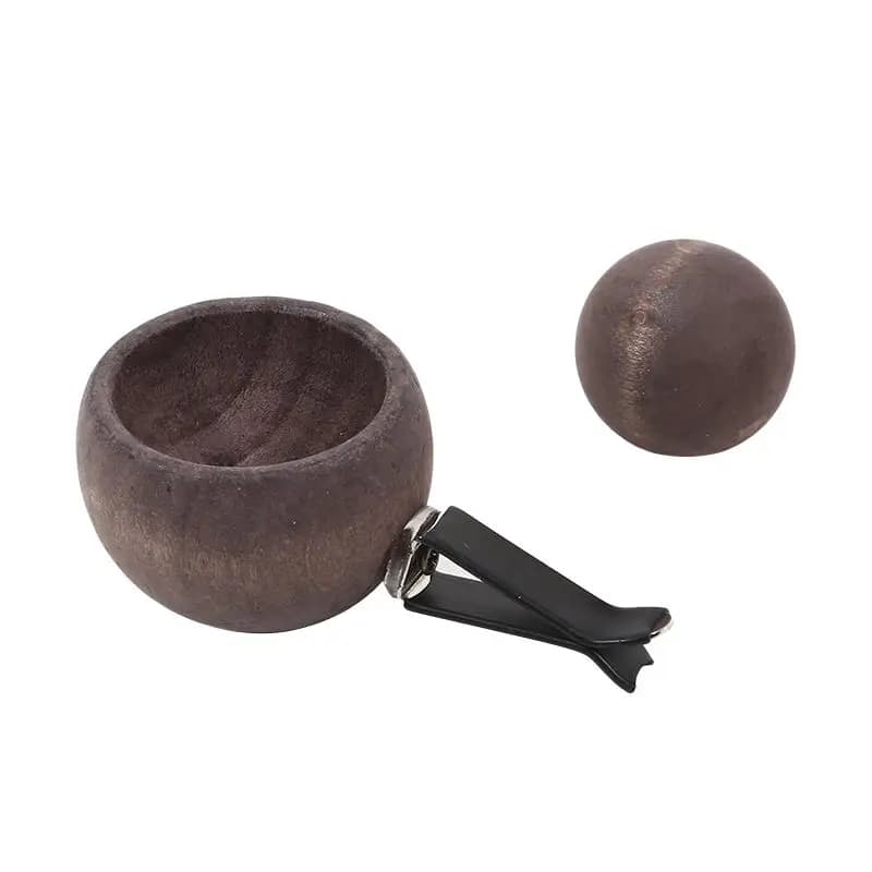 Diffusore Circolare Artigianale per Auto in Legno di Noce Nero Naturale per Bocchette dell'Aria Condizionata