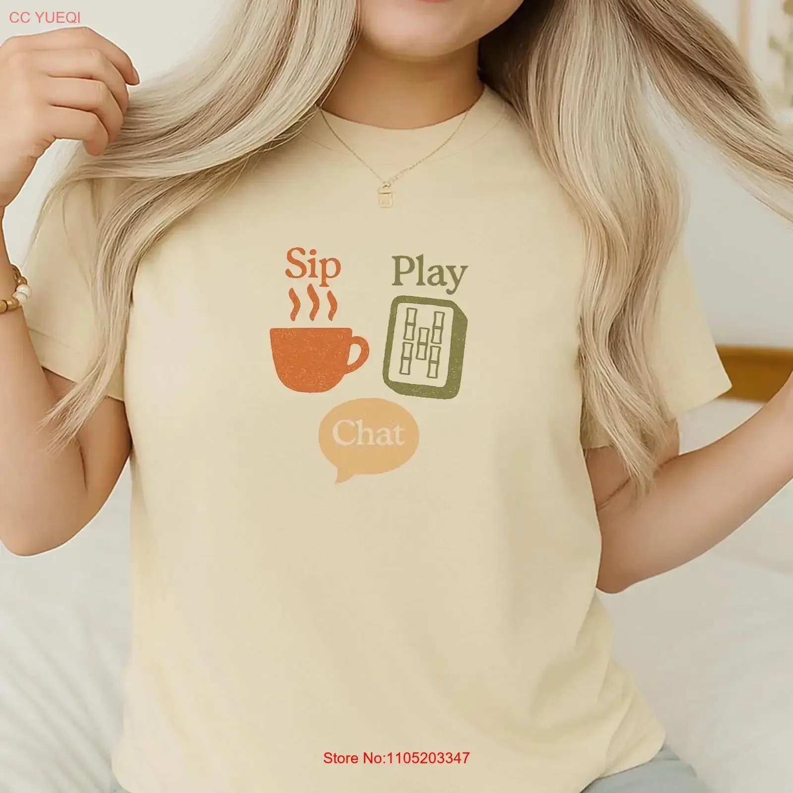 Sip Play Chat Mahjong NighT T Shirt per giocatore Gioco Social Piastrelle Outfit Party Top Friends Terapia vintage lavato