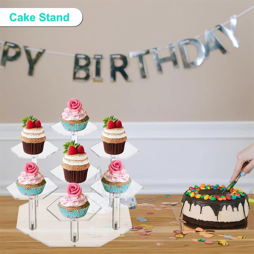 Espositore in acrilico a 7 livelli Dessert per alimenti per matrimoni Scaffale per piccoli oggetti Espositore per cosmetici per rossetto modello bambola anime