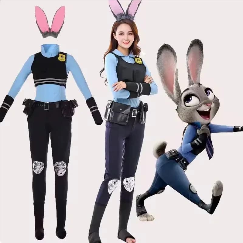 Nuovo Costume di Judy Hopps per Halloween, Travestimento da Agente Coniglio della Polizia Cittadina, Costume da Zoo, Regalo per Adulti e Bambini