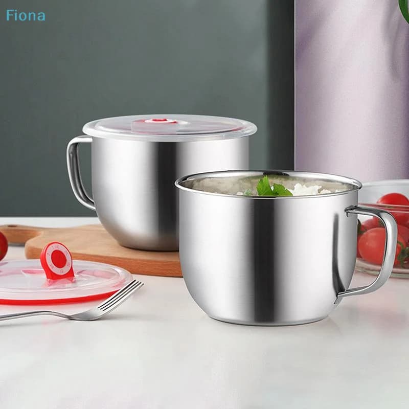 ✔Stainless Steel Soup Bowl with Lid,Microwave Safe Noodle Cup with Handle,Food Container for Instant Noodles & Meal Prep