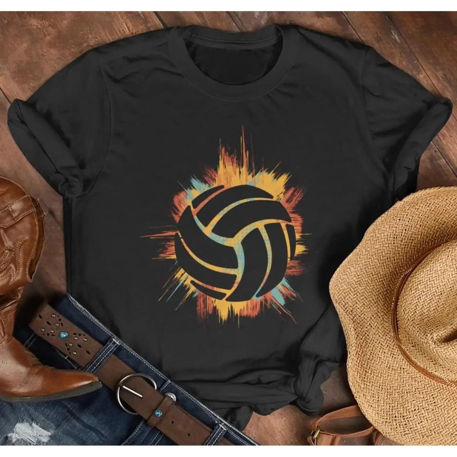 Volleyball T Shirt Vintage Sports Ball for vintage Washed Breathable streetwear homme Stretched Slightly Unisex Stylish
