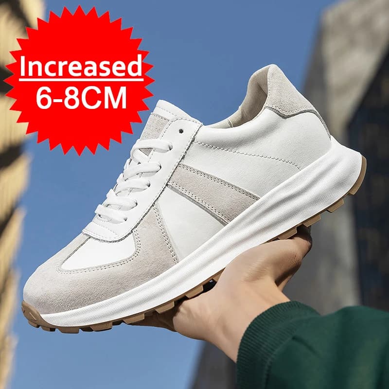 Scarpe da ginnastica con ascensore in pelle di moda di marca di lusso da uomo comode scarpe casual traspiranti aumento di altezza soletta 8 cm scarpe da uomo con ascensore