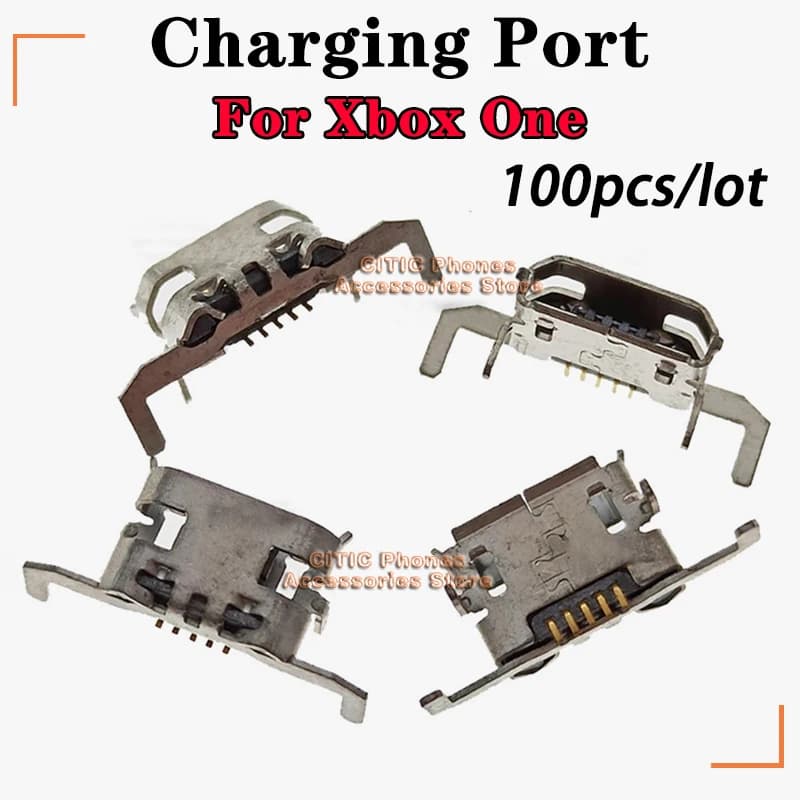100 Pz/lotto Per Xbox One Porta di Ricarica Micro USB Presa Per Xbox One X Gamepad Controller Connettore Dock Accessori 5Pin