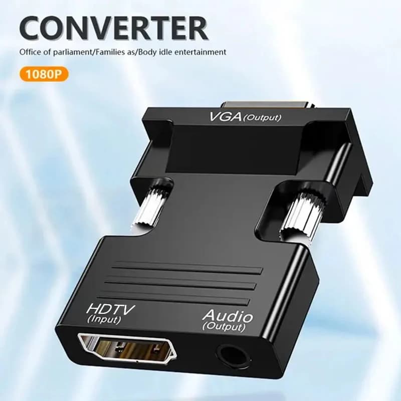 HDTV line to VGA with audio Converter HDTV female to VGA male 1080P with audio connectors for computer monitors for 3.5 mm projector