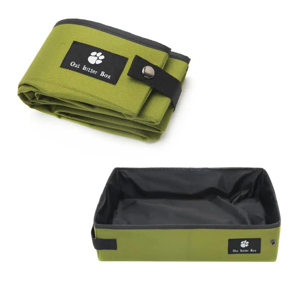 Waterproof Folding Pet Litter Box Green Size S Impact Resistant Portable Cat Dog Puppy Pee Pan Easy Clean Indoor Balcony Use