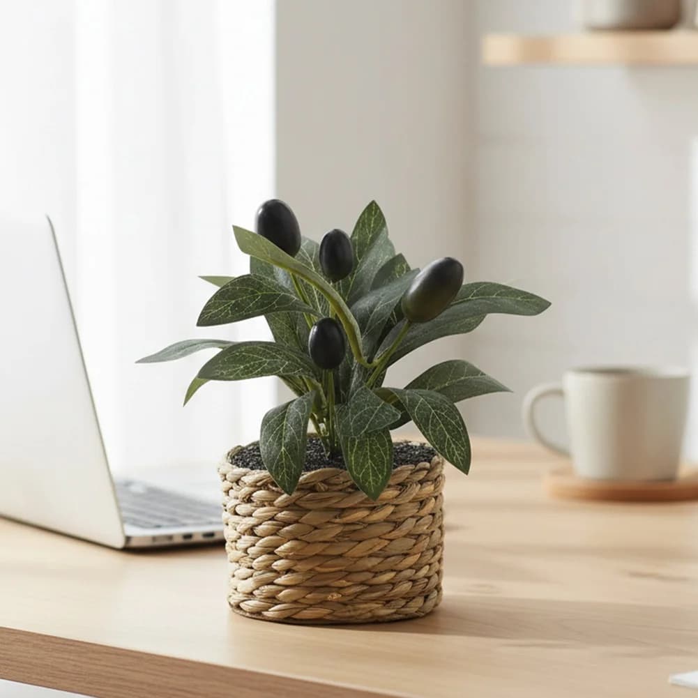 Artificial Plants Pocket Olive Tree Plastic Fake Plants Bonsai Home Office Table Desktops Shelves Potted Ornaments Decoration