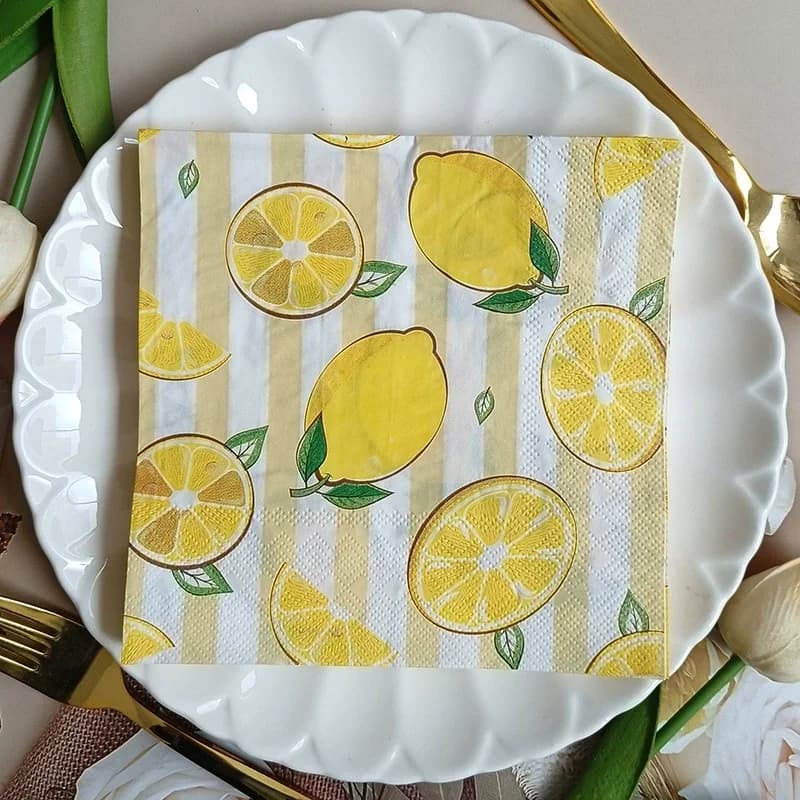 20 Pz/borsa Estate Limone Tema Tovaglioli di Carta Asciugamani Usa E Getta Asciugamano per I Bambini Compleanno Baby Shower Decorazione Della Festa Nuziale