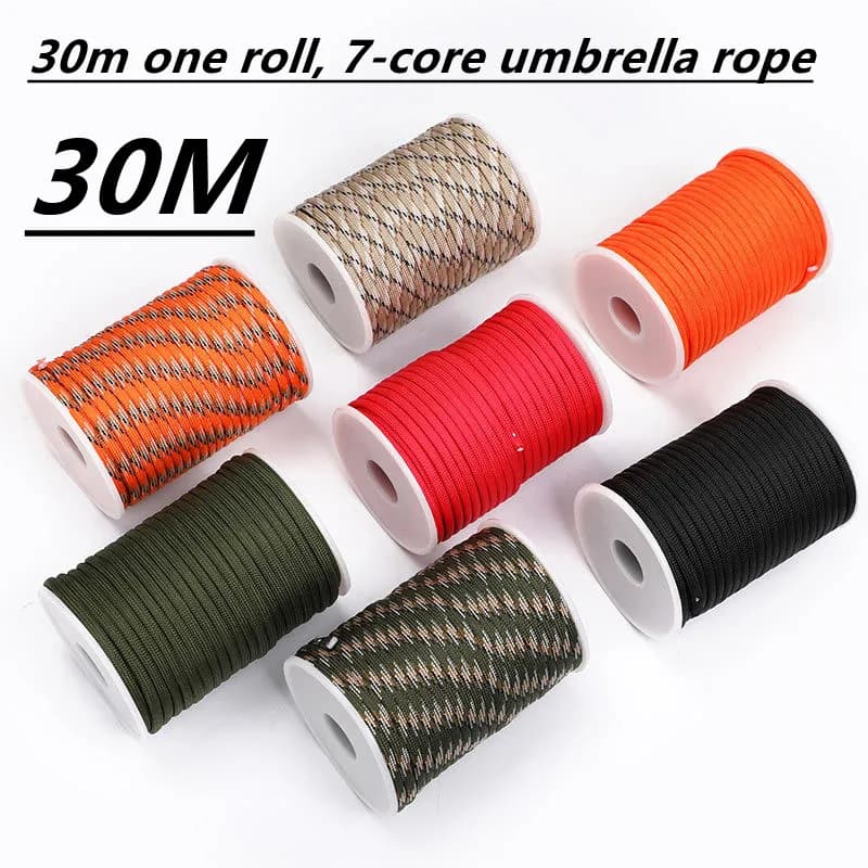 5M/15M/30M 7-Core 550 Paracord 4mm Paracord cable Survival rope kit for outdoor camping Umbrella Tent Cordino Stendibiancheria strap
