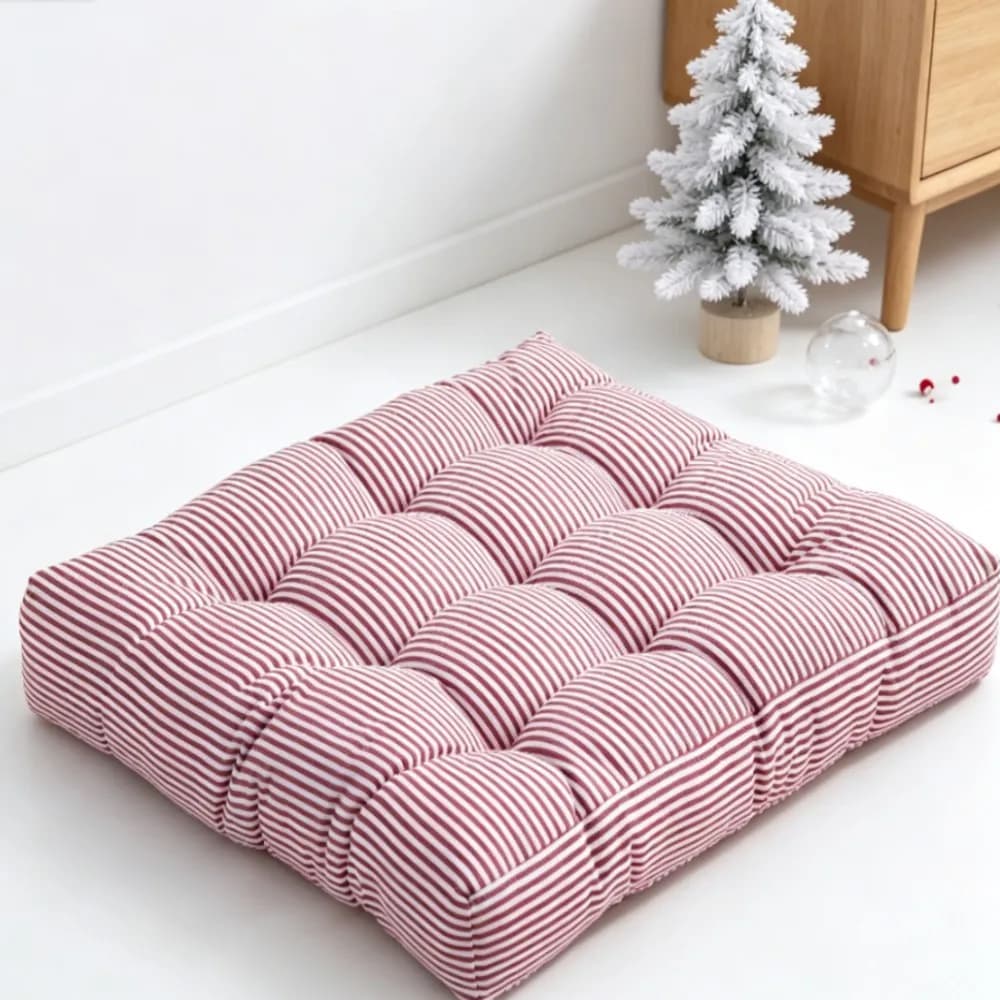 Christmas Red Striped Floor Pillow Thick Square Seat Pad Tatami Yoga Bench Rocking Chair Cushion Large Meditation Chair Cushion
