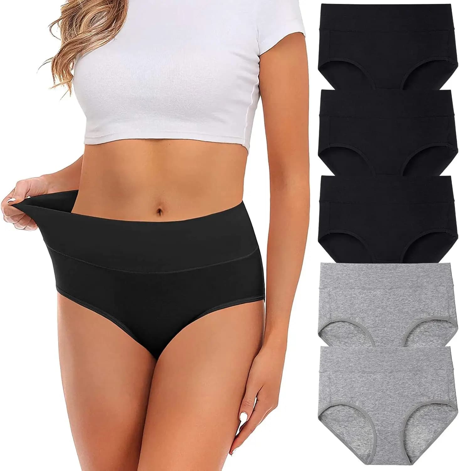 Intimo Donna, Slip in Cotone a Vita Media Senza Rialzo, Copertura Completa, Mutandine da Donna, Lingerie, Biancheria Intima Femminile, Multipack