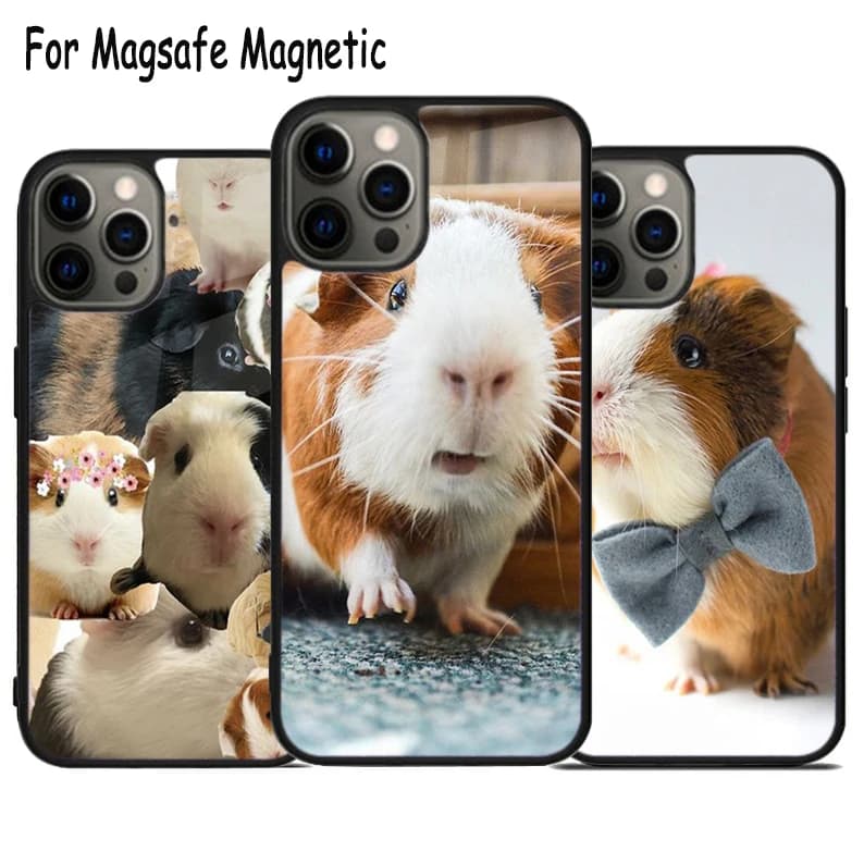 Custodia per telefono con ricarica wireless Hamster Guinea Pig per iPhone 17 Air 15 16 16e 14 13 11 12 Pro Max Plus Magsafe copertura paraurti magnetica