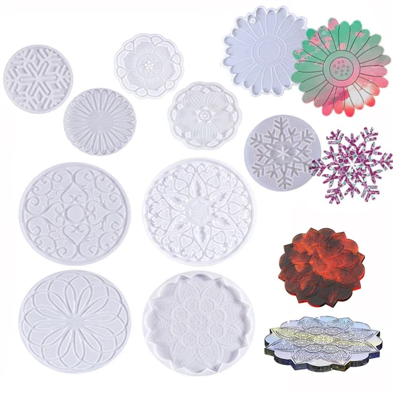 Stampo fai da te in resina di cristallo fiocco di neve cavo sottobicchiere resistente al calore stampo fiocco di neve ornamento appeso stampi in silicone serie natalizia