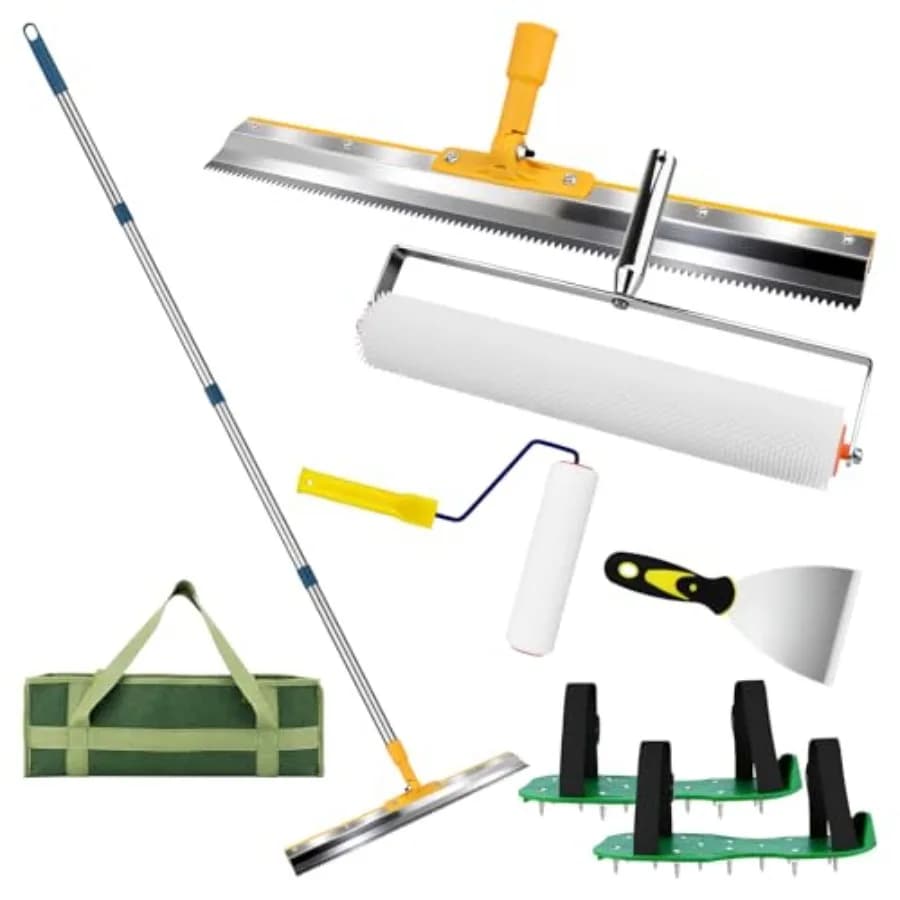 Set di Rulli Autolivellanti, Rullo Chiodato da 20 Pollici con Manico Telescopico, Kit di Attrezzi per Cemento, per Epossidico, Livellamento del Calcestruzzo, Garage, B