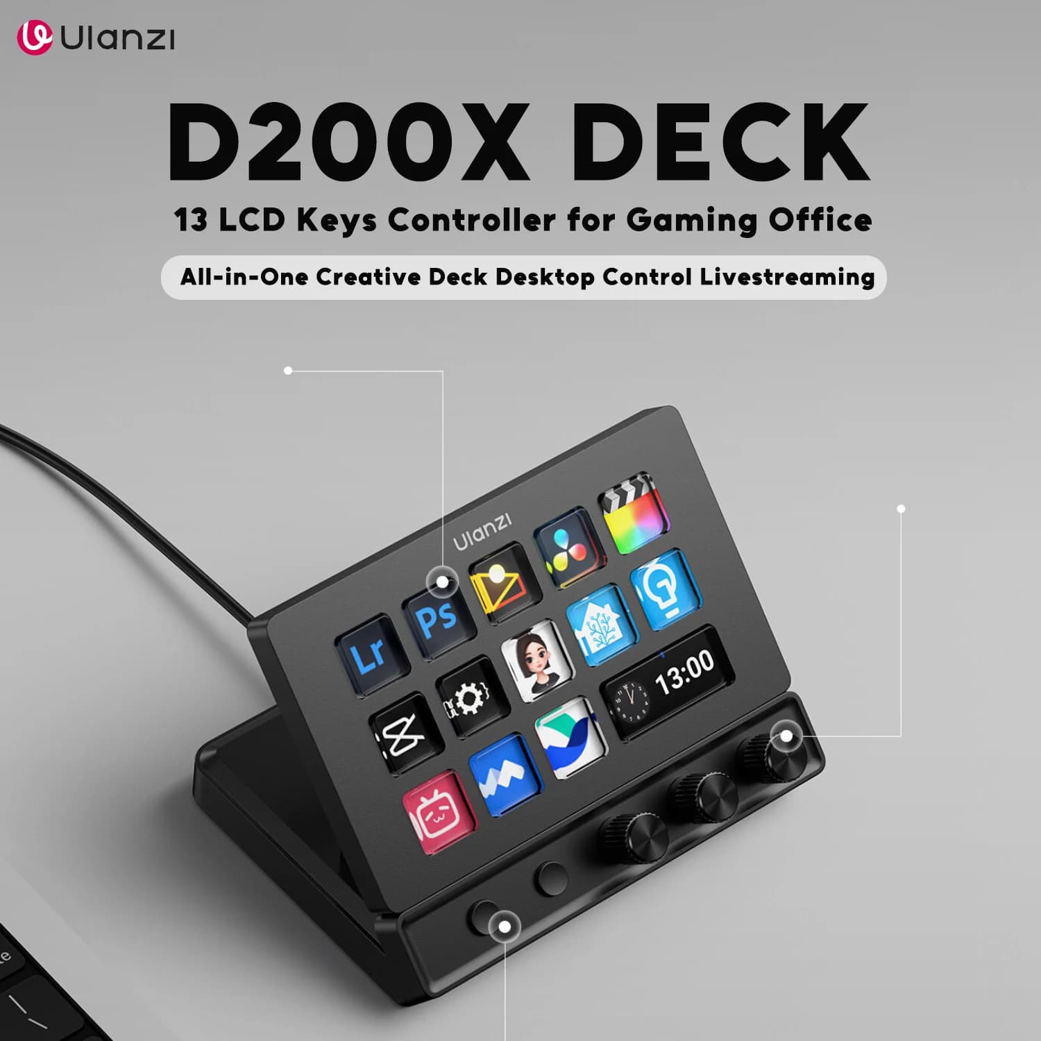D200X D200H D200 Stream Deck Creative Deck Hub di Controllo Desktop Streamdeck Macropad Desk Deck Dock per Video Foto e Livestream