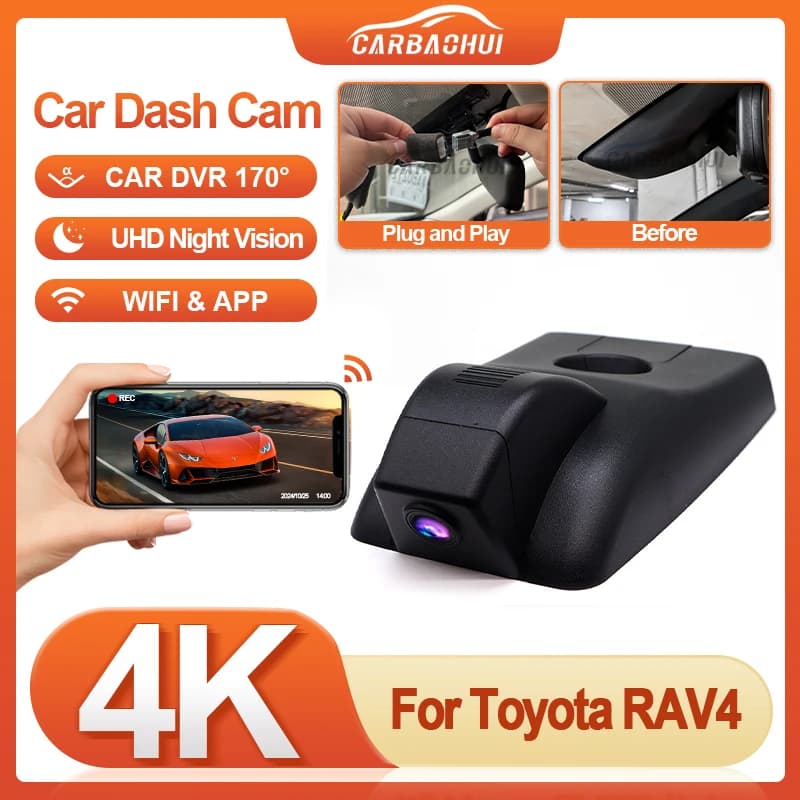 UHD 4K 2160P Plug and play Easy Installation DVR Video Recorder for Car Dash Cam Camera for Toyota Rav4 2017 2018 Mobile APP Control