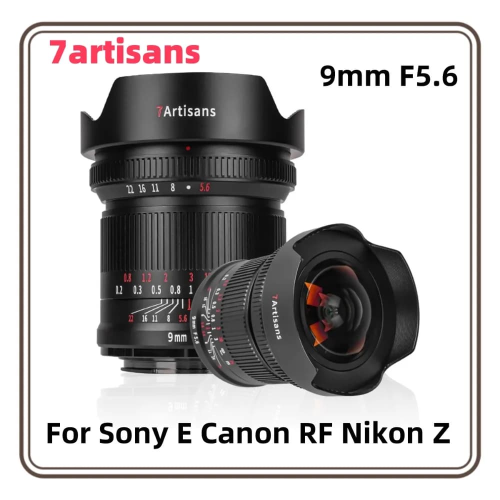 7ARTISANS 9mm F5.6 Full-Frame 132 ° Obiettivo principale grandangolare manuale per Sony E Canon RF Nikon Z Z5 Z50