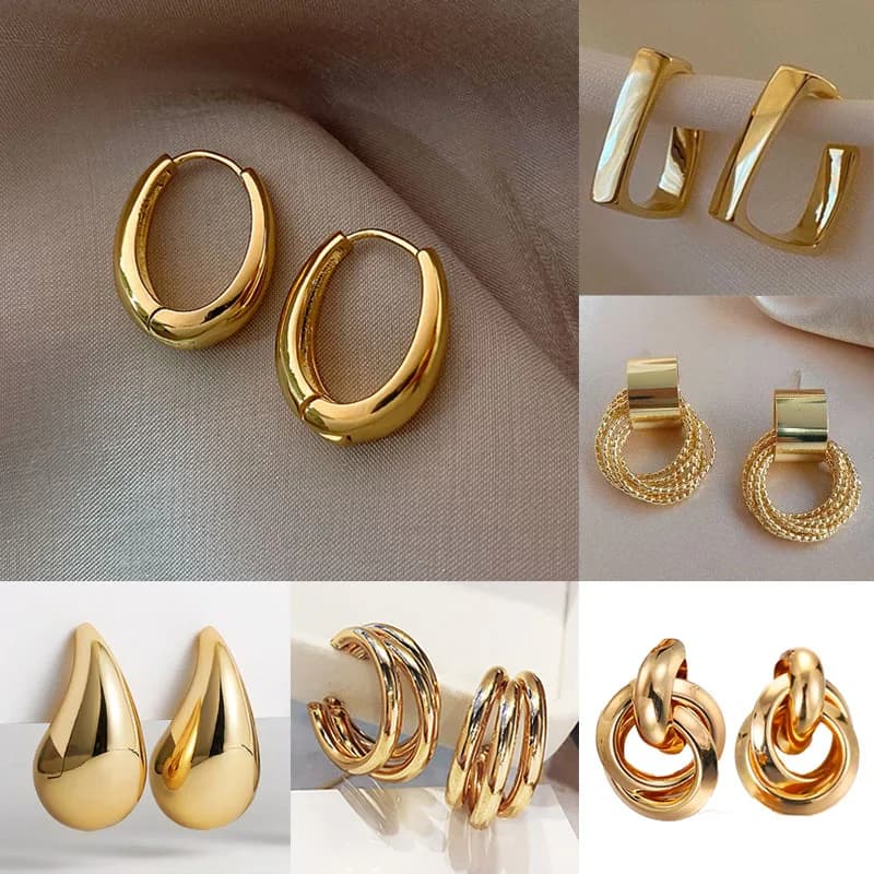 Orecchini a U Vintage Color Oro alla Moda per Donna, Gioielli in Metallo, Orecchini a Cerchio Ovali Color Argento Stile Coreano Nuova Tendenza 2026