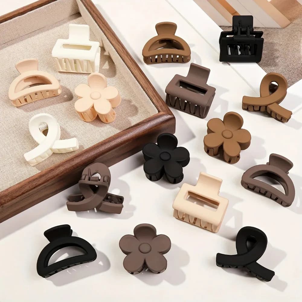 Set di 5 Mollette per Capelli a Forma di Fiore per Donne e Ragazze, Clip Rettangolari e Semicircolari, Accessori per Capelli