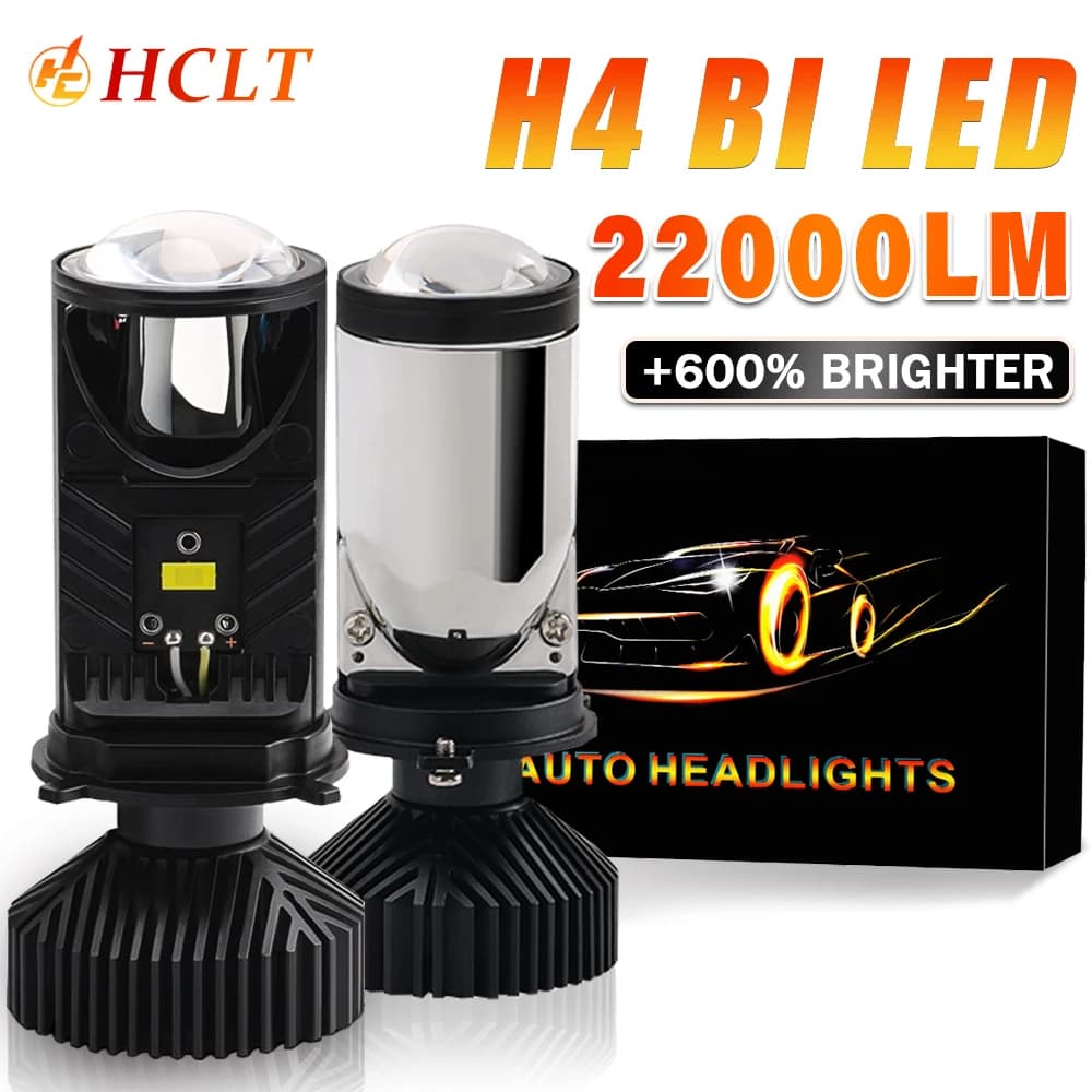 H4 Lente del proiettore Faro a LED 22000LM Canbus Turbo Fan Auto Moto Lampadine Fascio alto e basso Doppio proiettore Mini lente Lampada automatica