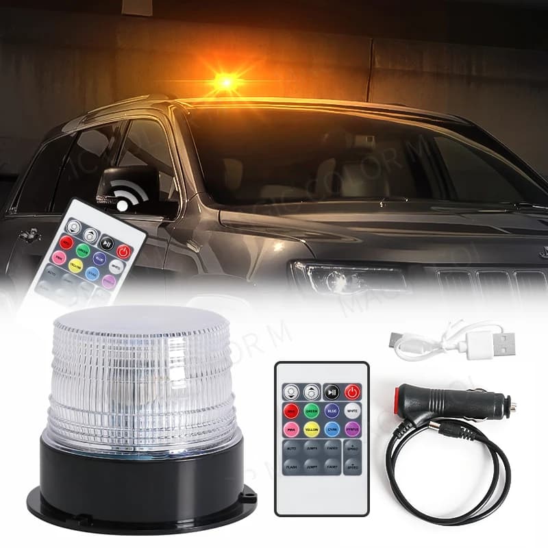 RGB LED Auto Strobe Spia di emergenza Lampada lampeggiante Telecomando Tetto automatico per veicolo Camion Multicolori Lampeggiatore 12V