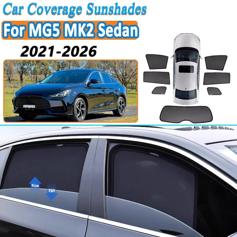 Car Mesh Sunshades For MG5 MK2 Sedan 2021-2026 2022 2023 2024 2025 Sun Visors Windshield Magnetic Privacy Curtains Accessories