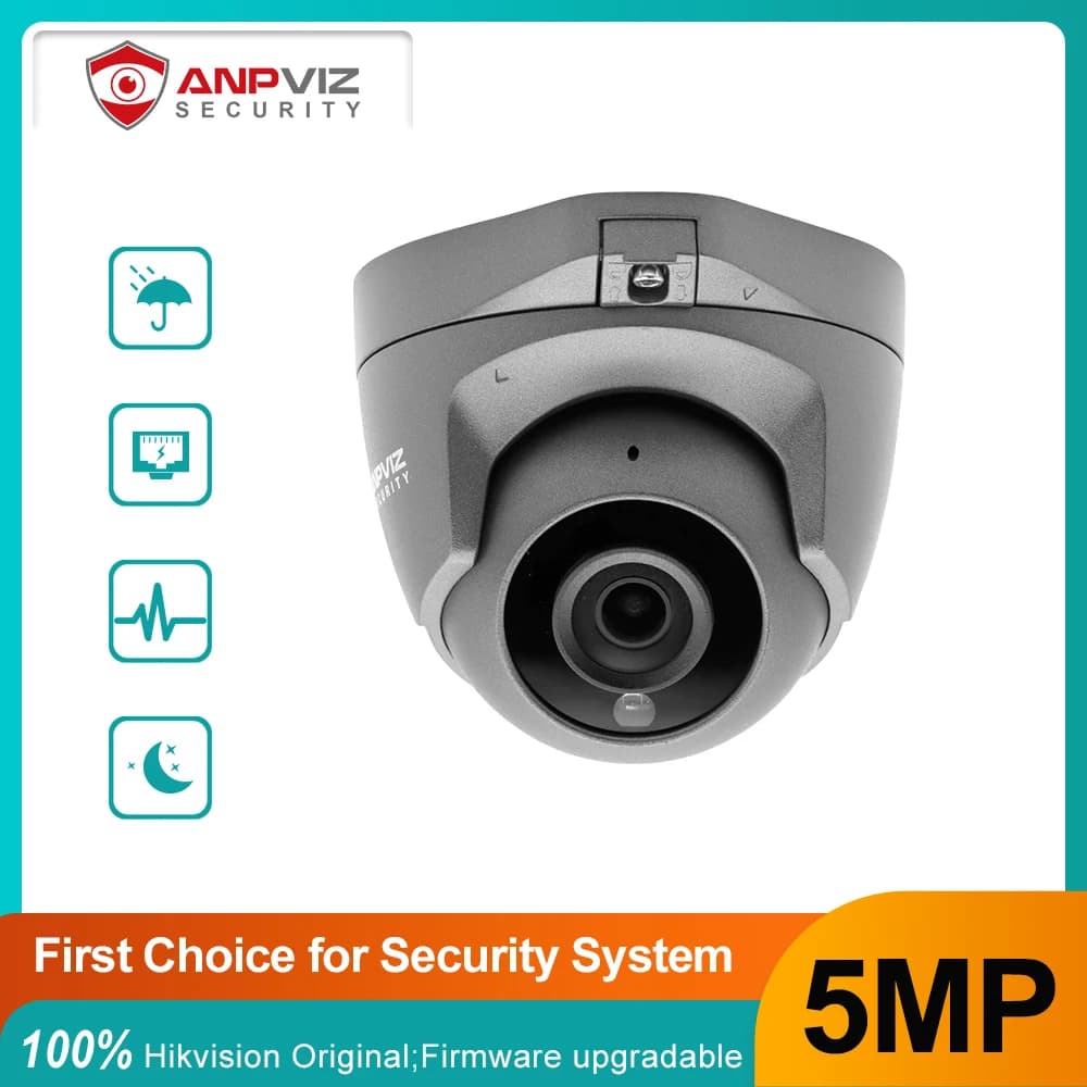 Telecamera IP Anpviz 5MP Turret POE con audio Protezione di sicurezza domestica/esterna Telecamera di sorveglianza H.265 IR 30m Audio Microfono incorporato