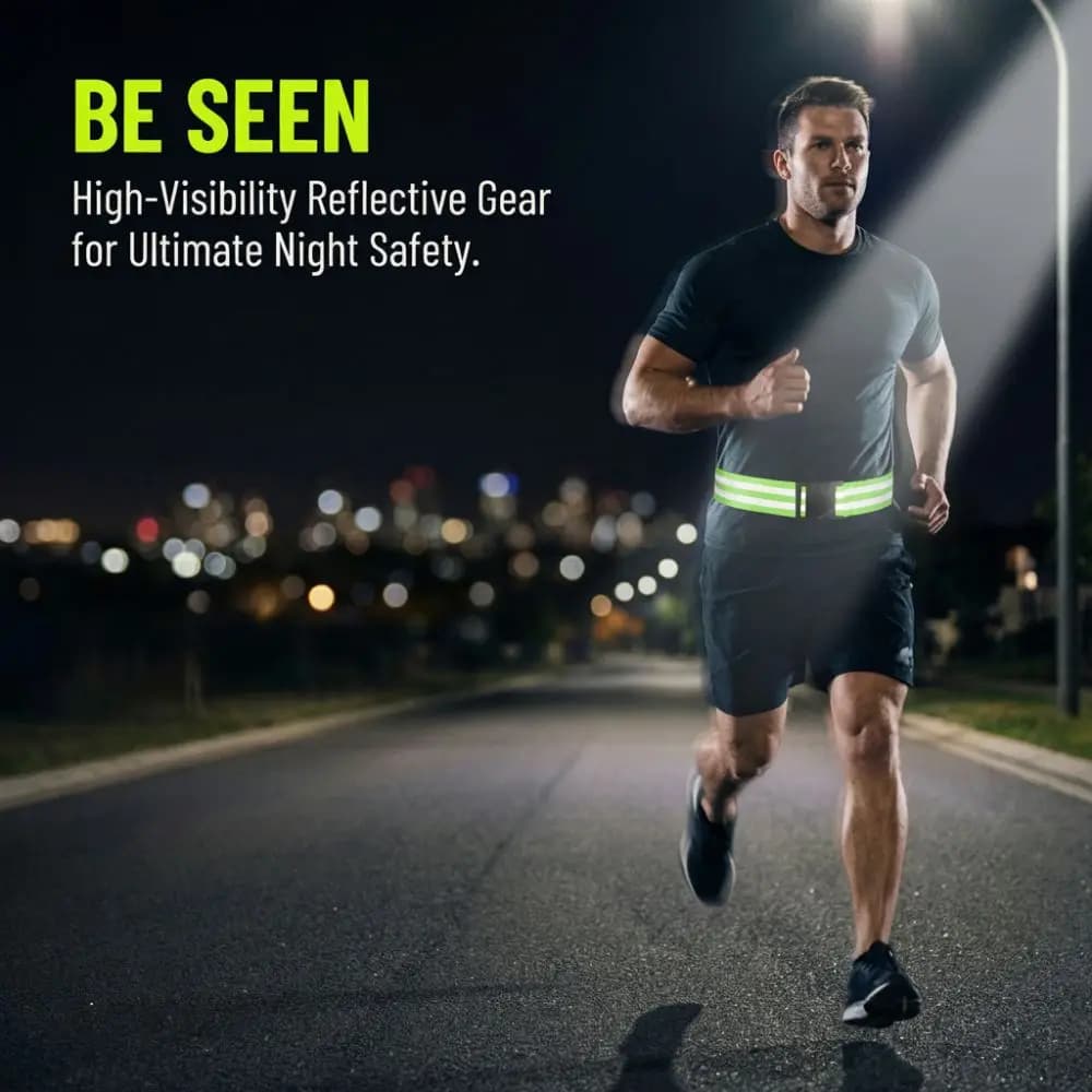 2 Pieces Elastic Reflective Belt Resistant, Portable and Adjustable, Lightweight, for Running and Walking