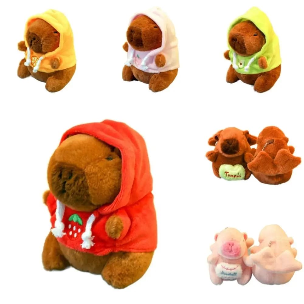 Morbido peluche Capibara con ali Peluche di piccole dimensioni Animali di peluche Felpa con cappuccio Anime Giocattolo soffice per regalo per bambini