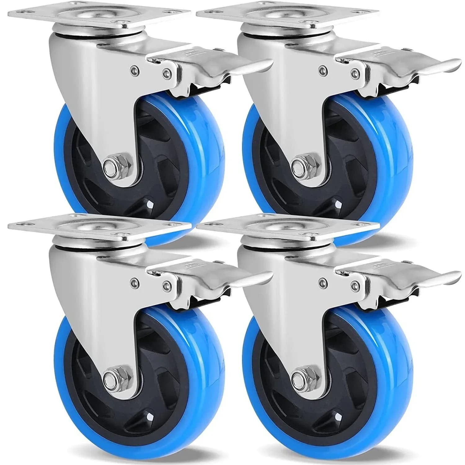 Set di rulli da trasporto da 100 mm per trasporto e logistica industriale 4/8x Ruote girevoli con freno, 150 kg per ruota