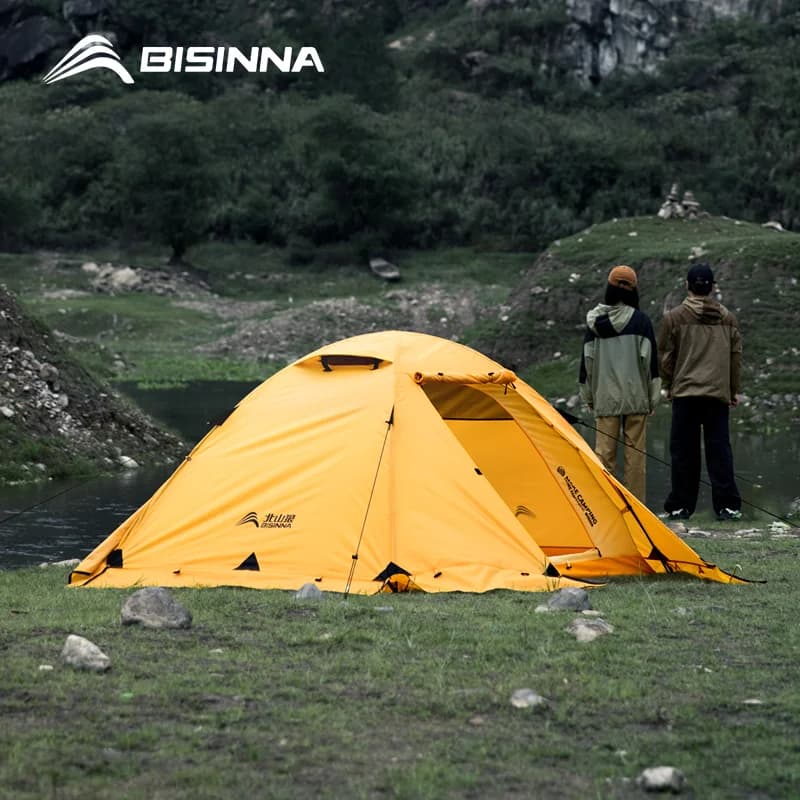 BISINNA 4 Season Camping Tent With Snow Skirt 2 Person Double Layer Aluminum Pole Tent for Outdoor Backpack Picnic Hiking